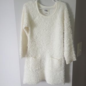 Fuzzy Cream Sweater Dress
